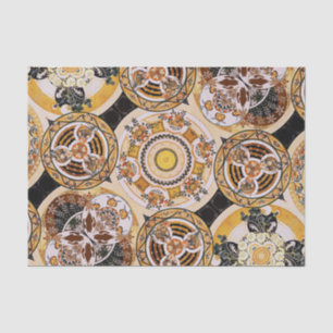 Papel De Seda Elegante Patrón Art Nouveau Gold Brown decorativo