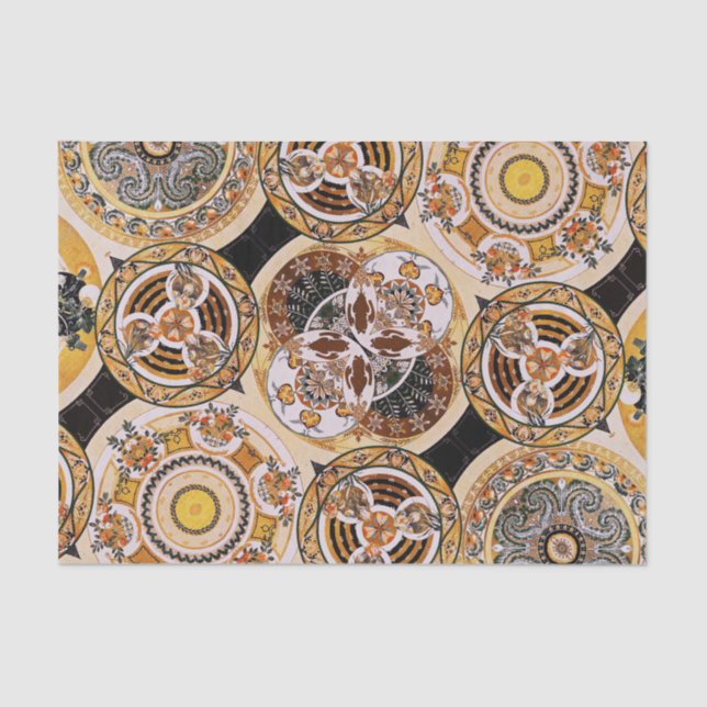 Papel De Seda Elegante Patrón Art Nouveau Gold Brown decorativo (Anverso)