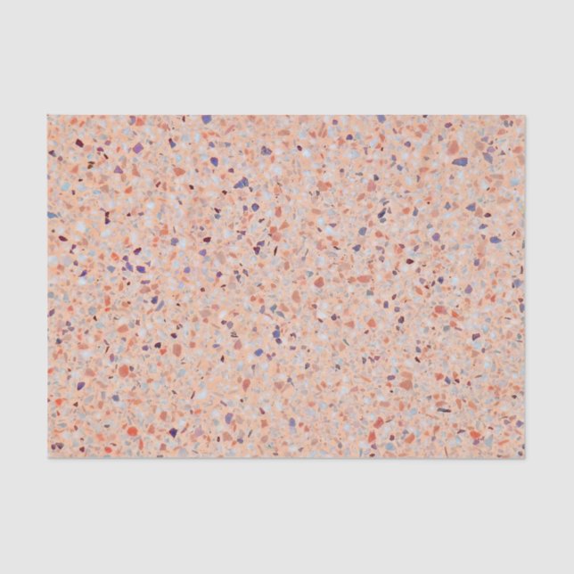 Papel De Seda Elegante patrón blanco rosado rosado de Terrazzo (Anverso)