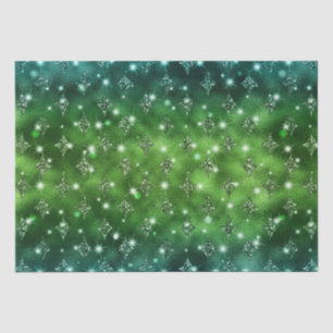 Papel De Seda Elegante patrón celestial con brillo de ombre verd