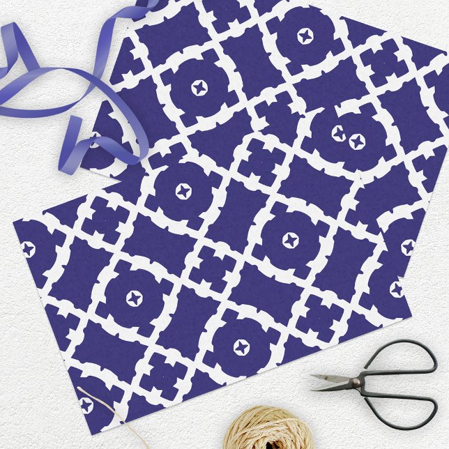 Papel De Seda Elegante patrón clásico de la marina azul y mosaic (Subido por el creador)