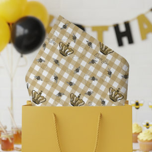 Papel De Seda Elegante patrón de abeja reina real de Gingham
