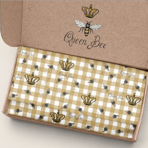 Papel De Seda Elegante patrón de abeja reina real de Gingham