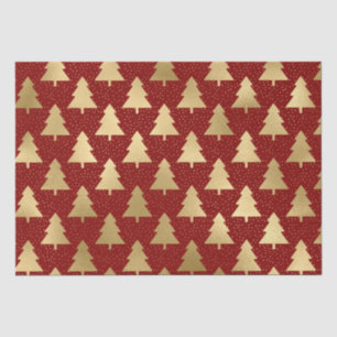Papel De Seda Elegante patrón de árbol de Navidad con hoja de or