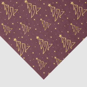 Papel De Seda Elegante patrón de árbol de Navidad en burgundy y