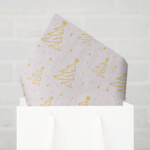 Papel De Seda Elegante patrón de árbol de Navidad en crema dorad
