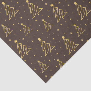 Papel De Seda Elegante patrón de árbol de Navidad marrón dorado