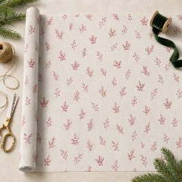 Papel De Seda Elegante patrón de bayas de acebo rojas de Navidad