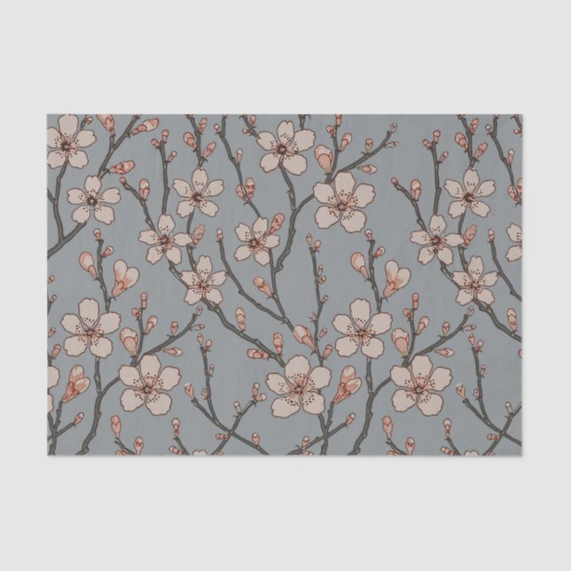 Papel De Seda Elegante patrón de cereza de flor rosa dulce (Anverso)