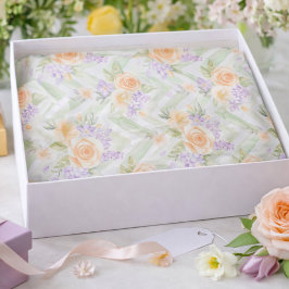 Papel De Seda Elegante Patrón de Chevron de Flor de Melocotón La