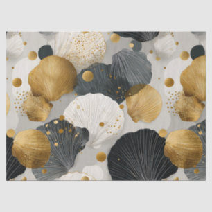 Papel De Seda Elegante patrón de concha de vieira dorado y carbó