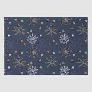 Papel De Seda Elegante patrón de copo de nieve Azul oscuro