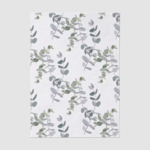 Papel De Seda Elegante patrón de hojas de eucalipto verde salvia