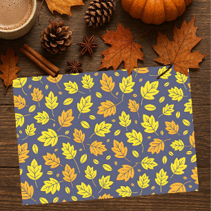 Papel De Seda Elegante patrón de hojas de otoño doradas y Naranj