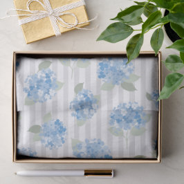 Papel De Seda Elegante patrón de hortensia azul con franja gris 