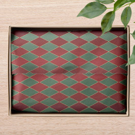 Papel De Seda Elegante patrón de lujo de Harlequin Verde Rojo