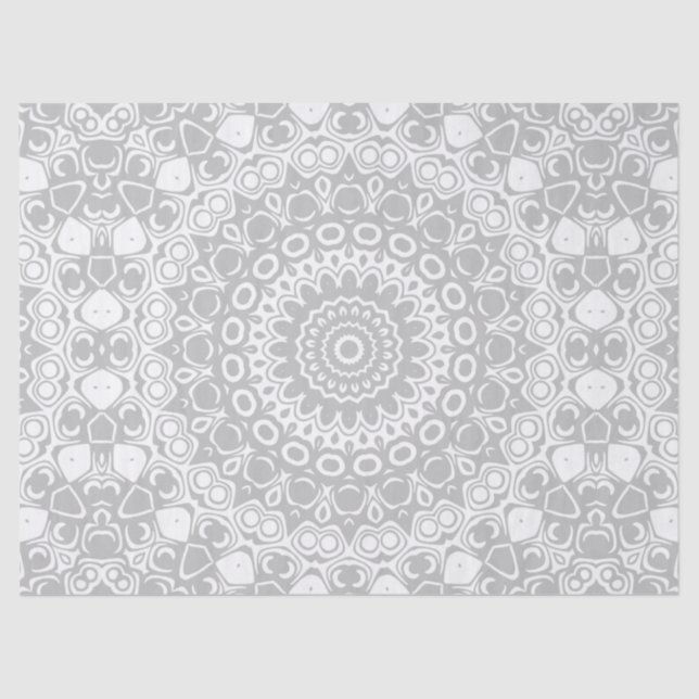 Papel De Seda Elegante patrón de mandala plateado (Anverso)