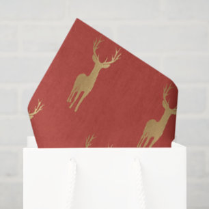 Papel De Seda elegante patrón de navidad de reno rojo
