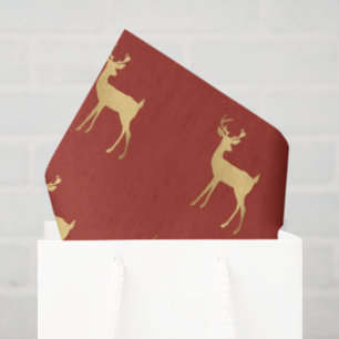 Papel De Seda elegante patrón de navidad de reno rojo