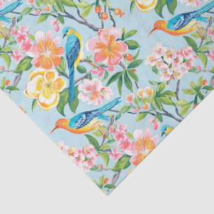 Papel De Seda Elegante patrón de pájaros y flores
