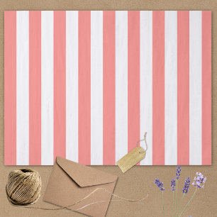 Papel De Seda Elegante patrón de rayas blancas coral