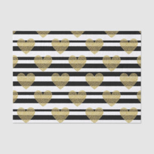 Papel De Seda Elegante patrón de rayas de corazón de oro para bo
