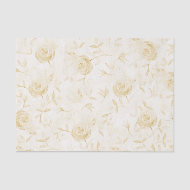 Papel De Seda Elegante patrón de rosa amarilla floral (Anverso)