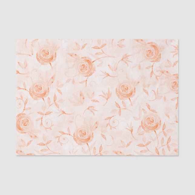 Papel De Seda Elegante patrón de rosa melocotón floral (Anverso)