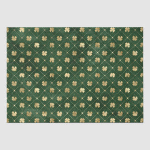 Papel De Seda Elegante patrón de trébol verde y dorado
