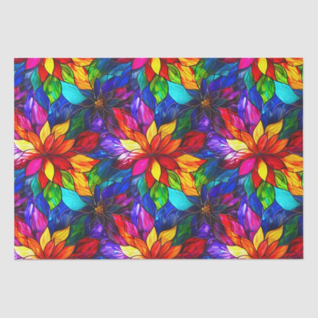 Papel De Seda Elegante patrón de vidrio emplomado de arcoíris (Anverso)