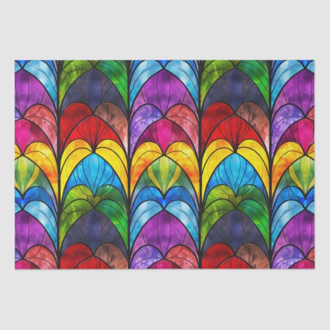 Papel De Seda Elegante patrón de vidrio manchado de arcoiris (Anverso)