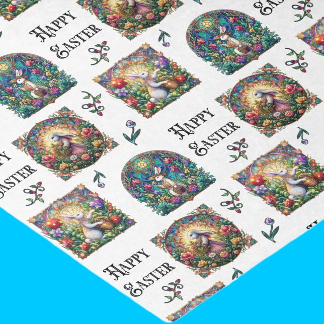 Papel De Seda Elegante patrón de vidrio manchado de conejo de Pa (Subido por el creador)