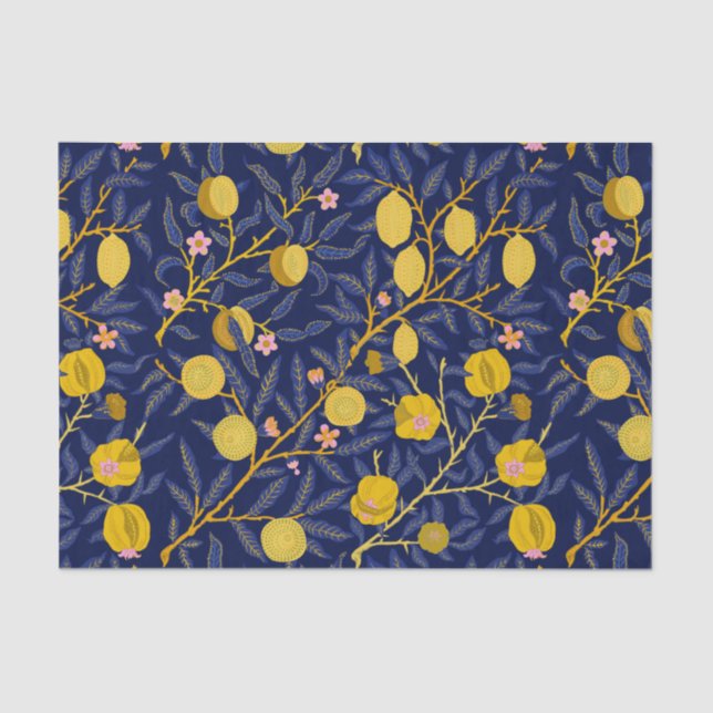Papel De Seda Elegante patrón de vinagre de limón azul fresco (Anverso)