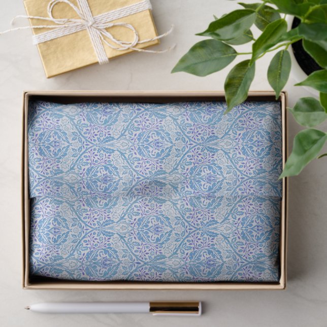 Papel De Seda Elegante patrón floral azul (Regalo )