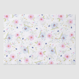 Papel De Seda Elegante patrón floral de flores azules y rosas