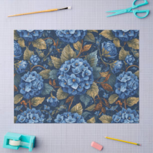 Papel De Seda Elegante patrón floral de hortensias desvaídas dec