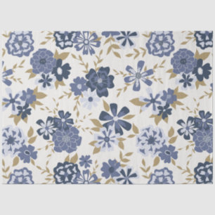 Papel De Seda Elegante patrón floral de la vina azul