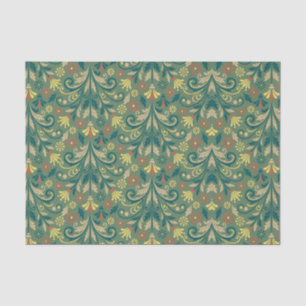 Papel De Seda Elegante patrón floral en amarillo y rojo sobre ve