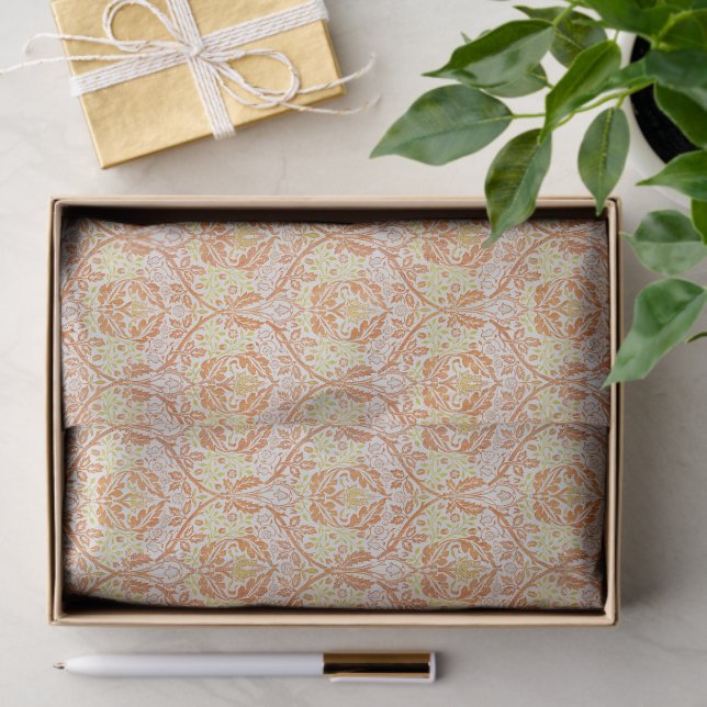 Papel De Seda Elegante patrón floral Naranja (Regalo )