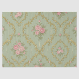 Papel De Seda Elegante patrón floral rococó en pasteles suaves