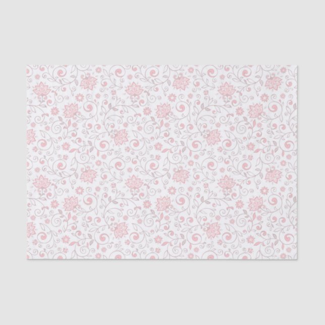 Papel De Seda Elegante patrón floral rosa claro (Anverso)