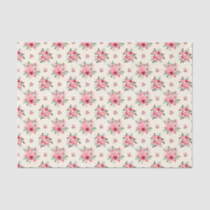Papel De Seda Elegante Patrón Floral Rosa Y Rosa Blanco De Rubor