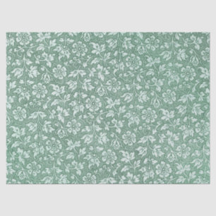 Papel De Seda Elegante patrón floral verde sabio vintage