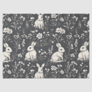 Papel De Seda Elegante patrón floral vintage de conejo toile