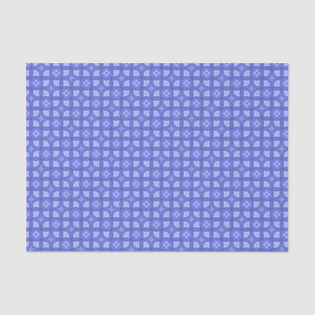 Papel De Seda Elegante patrón geométrico azul moderno chic (Anverso)