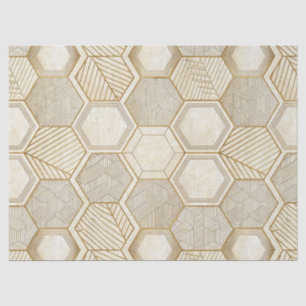 Papel De Seda Elegante patrón geométrico de hexágono dorado - Má