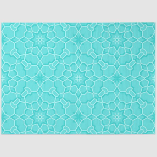 Papel De Seda Elegante patrón geométrico de mosaico turquesa ele (Anverso)