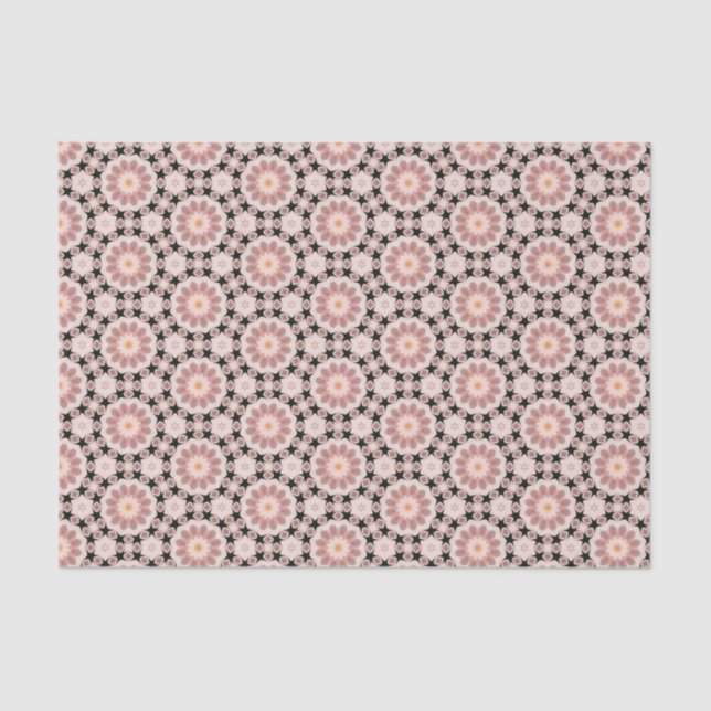 Papel De Seda Elegante patrón geométrico moderno negro y rosa (Anverso)