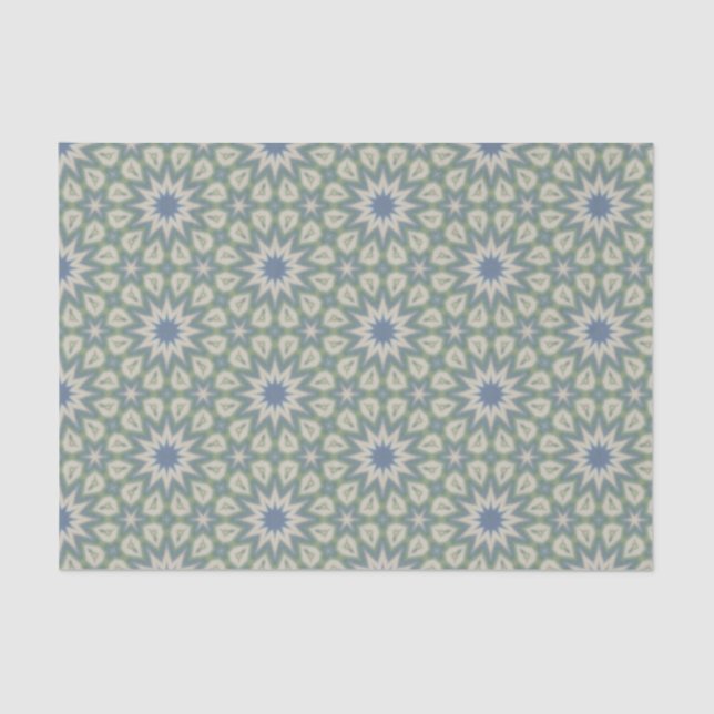 Papel De Seda Elegante patrón geométrico moderno verde y azul (Anverso)