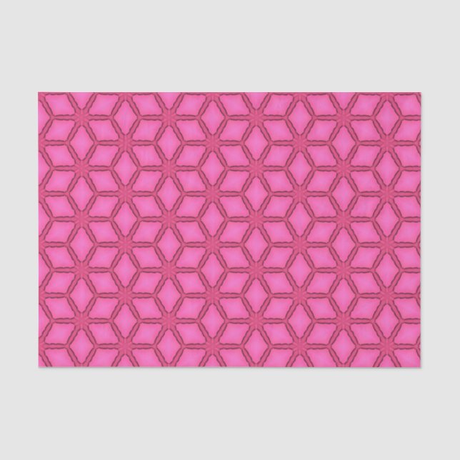 Papel De Seda Elegante Patrón Geométrico Rosa Caliente Moda Gira (Anverso)